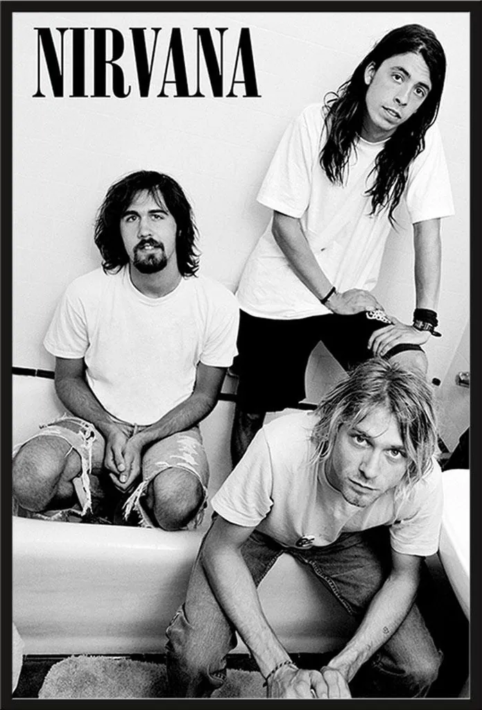 Affiche Nirvana Salle de Bain avec Cadre Shinsuke Maxi Noir 61x91,5 cm