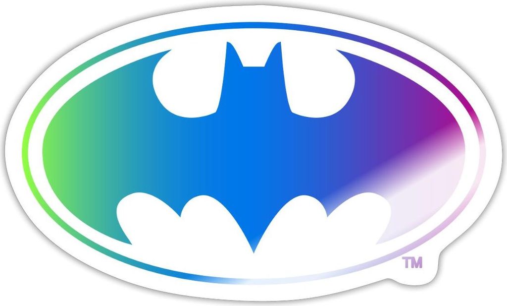 Spreadshirt DC Comics Batman Logo Regenbogenfarben Sticker Aufkleber, 10 x 10 cm, Weiß glänzend
