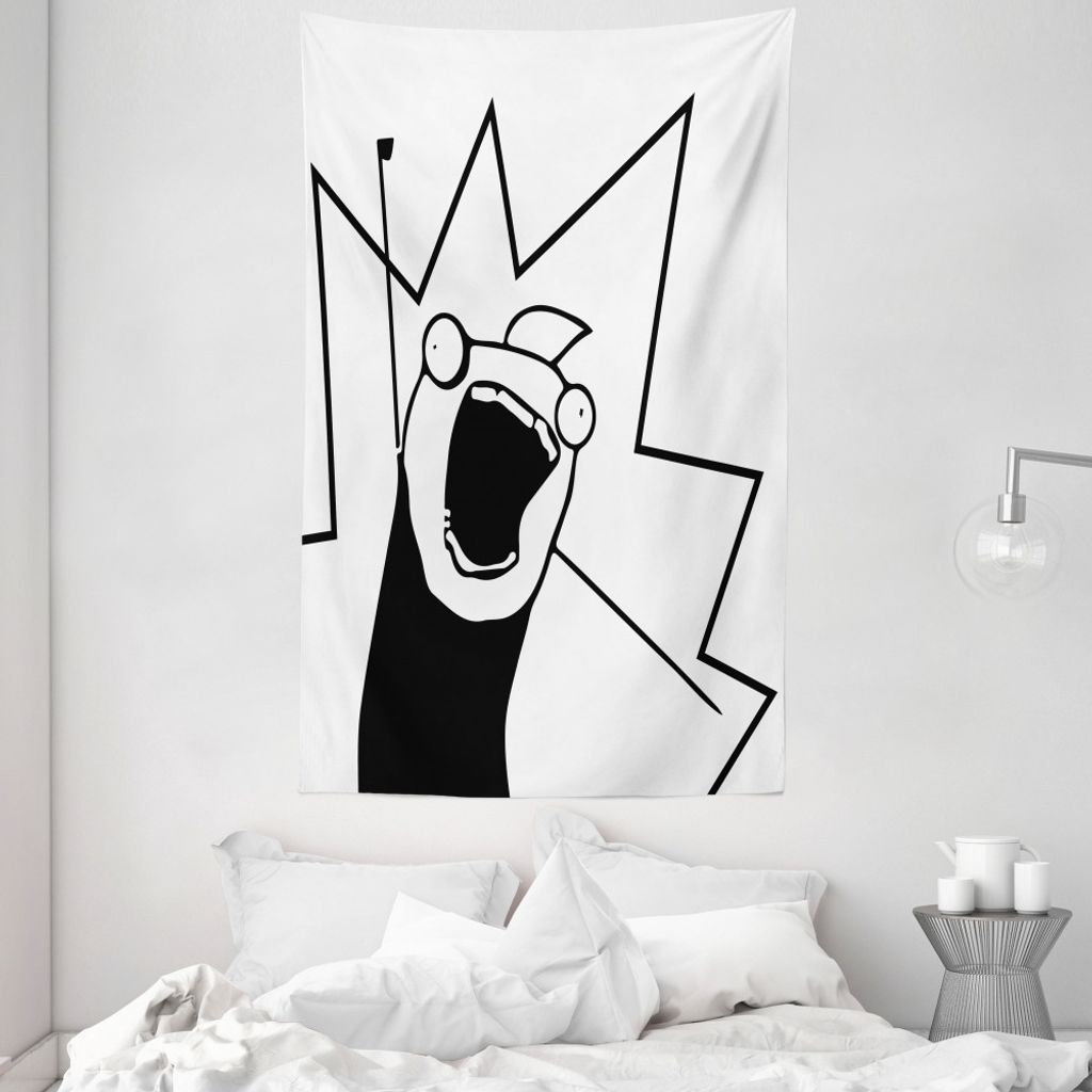 ABAKUHAUS Humor Wandteppich und Tagesdecke, Digitale Glückliche Stock-Meme aus Weiches Mikrofaser Stoff Waschbar ohne Verblassen Digitaldruck, 140...