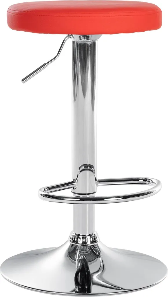 Tabouret de bar en similicuir gris avec piètement chromé solide