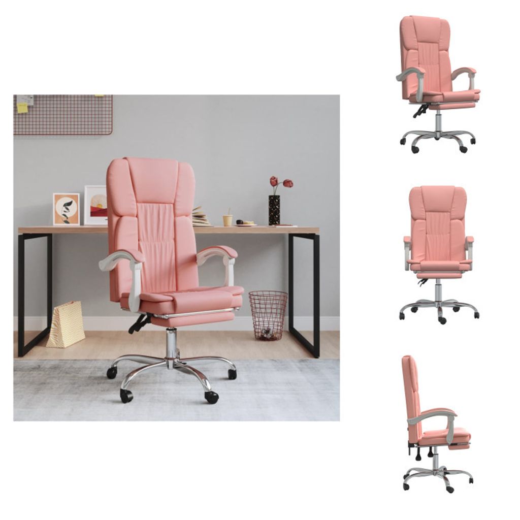 vidaXL Bürostuhl mit Liegefunktion Rosa Kunstleder - Bürostühle
