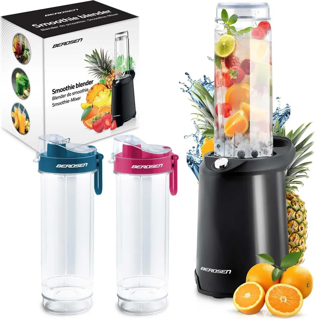 Mixeur pour smoothies 350W BD-752 Berdsen noir avec gourde transportable