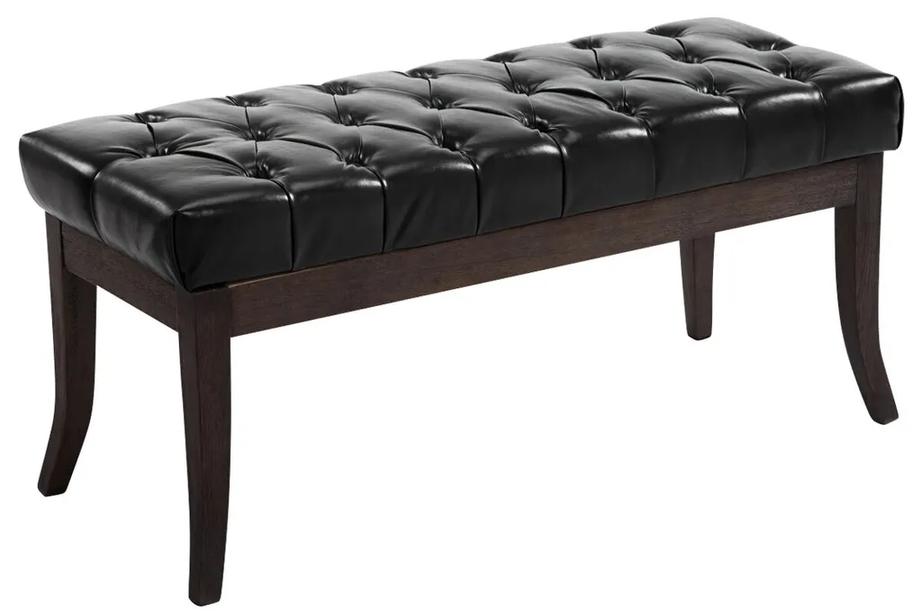 Banc d'entrée ou de table Ramses - Simili cuir foncé noir 100 cm - CLP