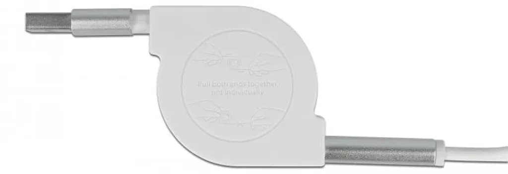 Câble USB 3-en-1 blanc rétractable avec fiches Type C et Micro USB Delock