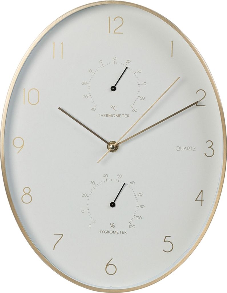 Wanduhr für das Wohnzimmer, weiß, rund, 34 cm