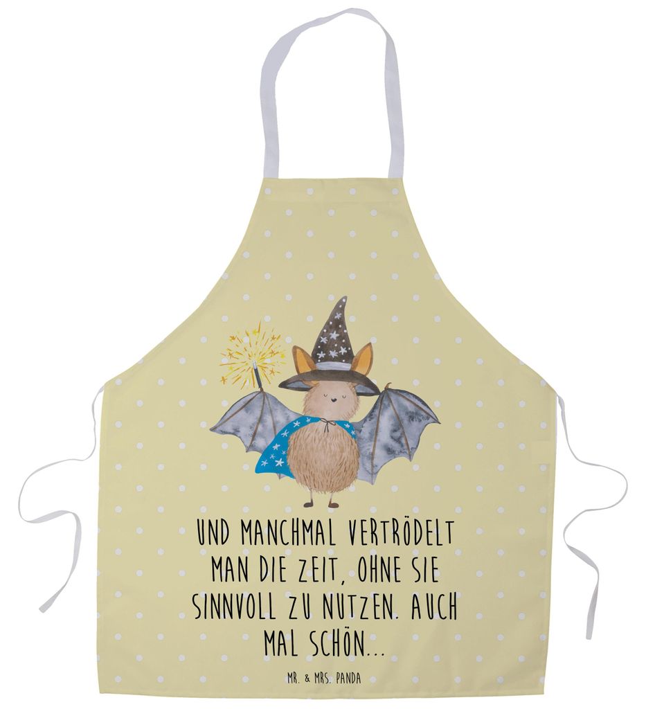 Mr. & Mrs. Panda Schürze Fledermaus Zauberer - Gelb Pastell - Geschenk, Magier, Lustige Sprüche, Frauen, Küchenzubehör, Grillschürze, Grill, K...