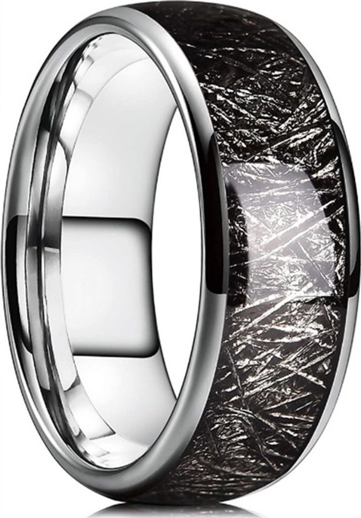 Puela Ring - Moderner Silber-Schwarz Ring für Uni | Größe 59mm KP32776