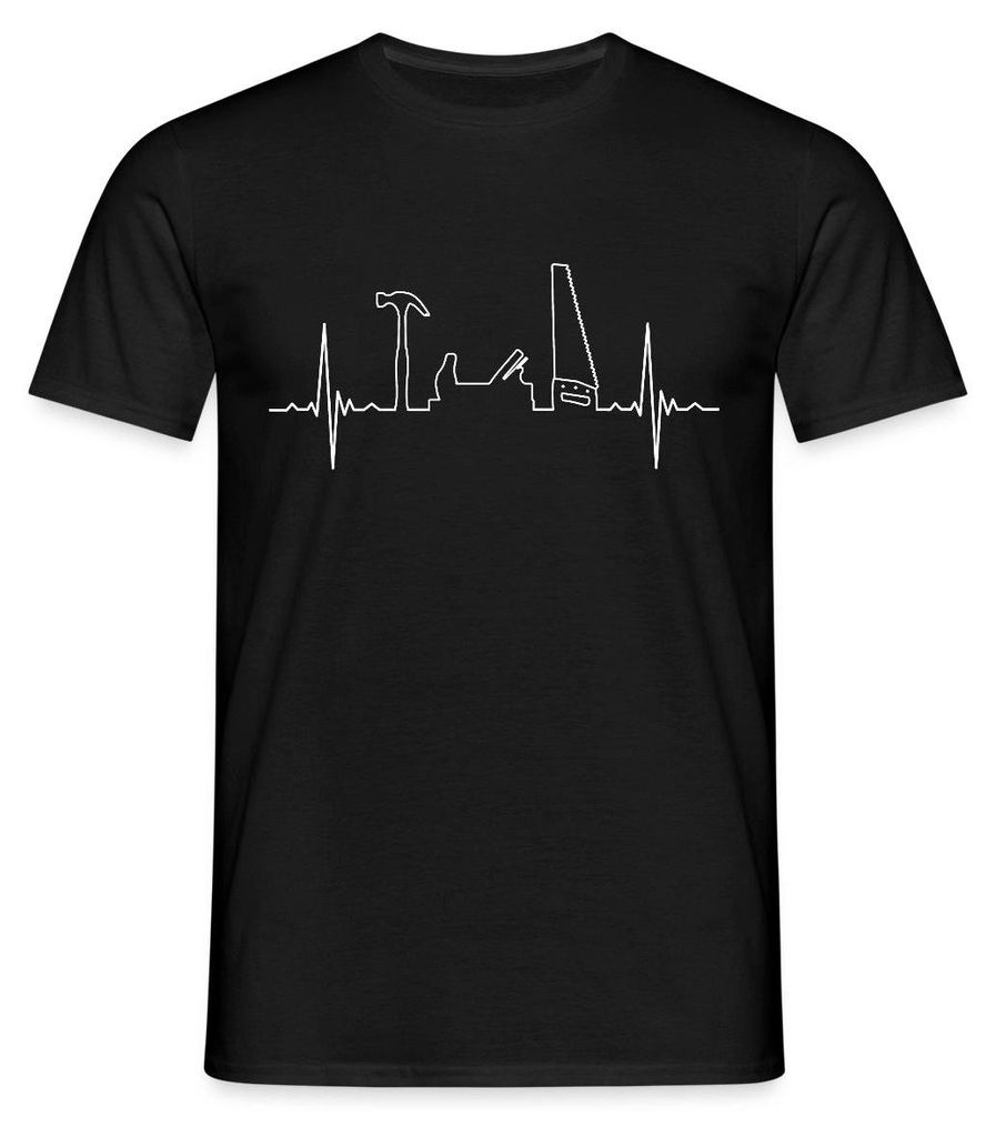 Spreadshirt Zimmerer Zimmermann Tischler Herzschlag Mit Werkzeugen Männer T-Shirt, 4XL, Schwarz