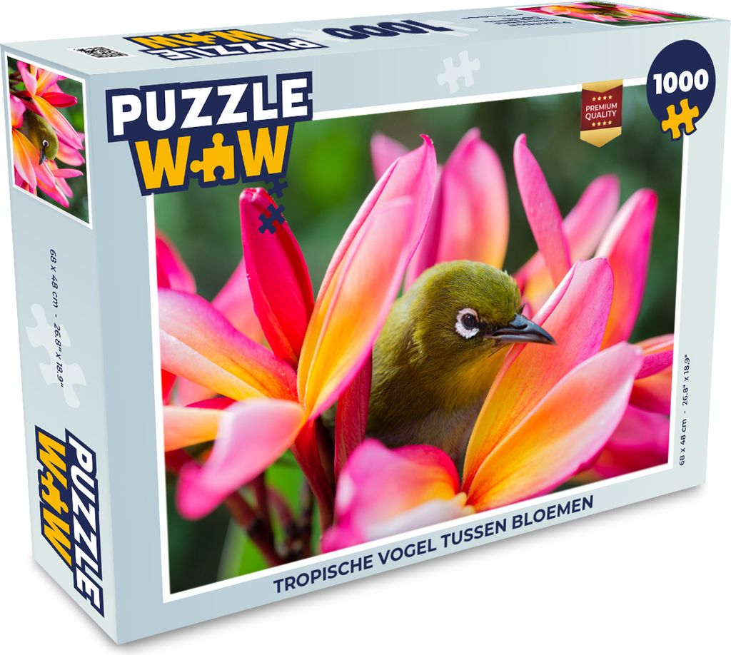 MuchoWow Puzzle 1000 Teile Tropischer Vogel zwischen Blumen - Erwachsene - Rätsel