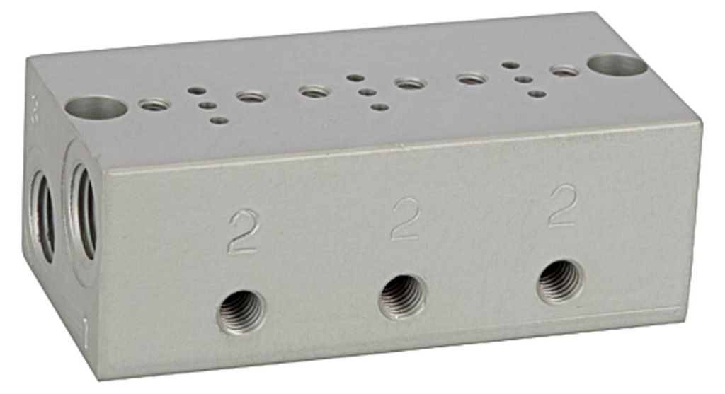 Riegler Reihengrundplatte 3-fach, M5 für Mini-Magnetventile 15 mm