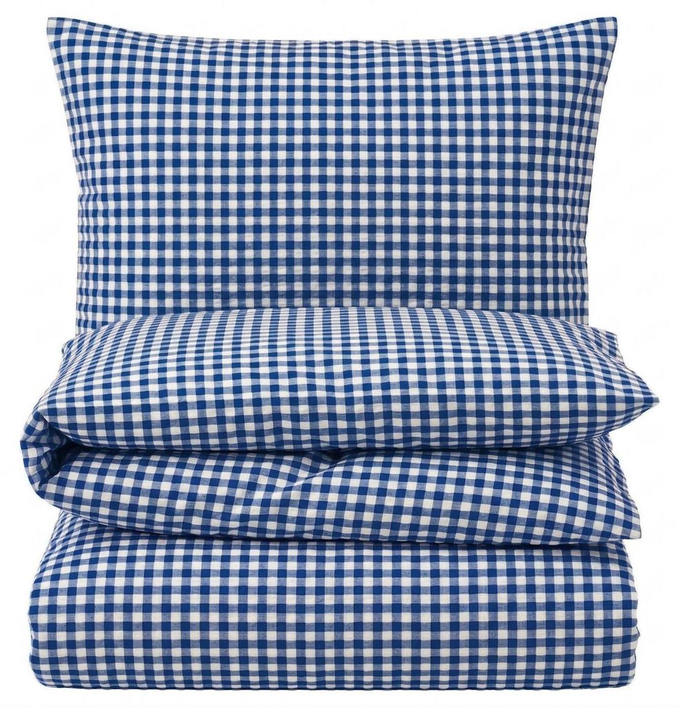 Seersucker Bettwäsche 135x200 Karo Blau Sommer Bettwäsche Produktbild 