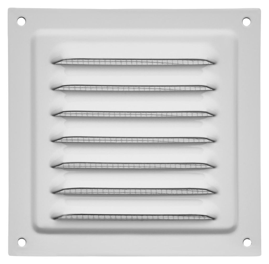 SOTECH Lüftungsgitter 125 x 125 mm Aluminium – weiß, aufschraubbar, mit Insektenschutz