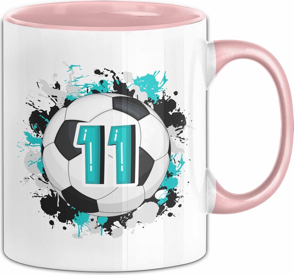 11. Geburtstag Geschenk Tasse Becher Jungs Fußball Geburtstagsgeschenk (Rosa)