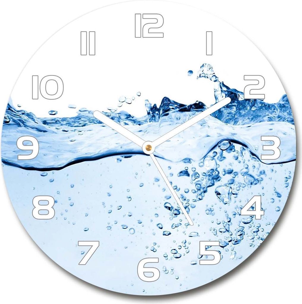 Wanduhr aus Glas 30fi Glasbild Glasuhr Gehärtetes Glas - weisse-zeiger - Water