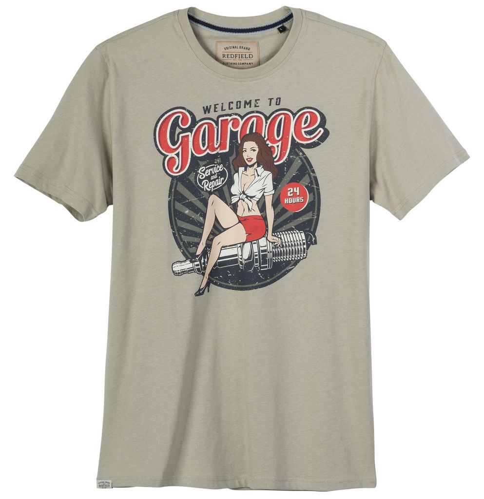 Redfield Übergrößen T-Shirt Retroprint steingrau