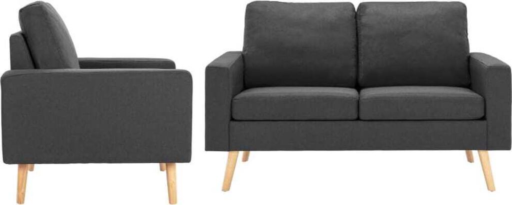 CLORIS 2-tlg. Sofagarnitur Stoff Dunkelgrau - Ecksofas LL0000026833