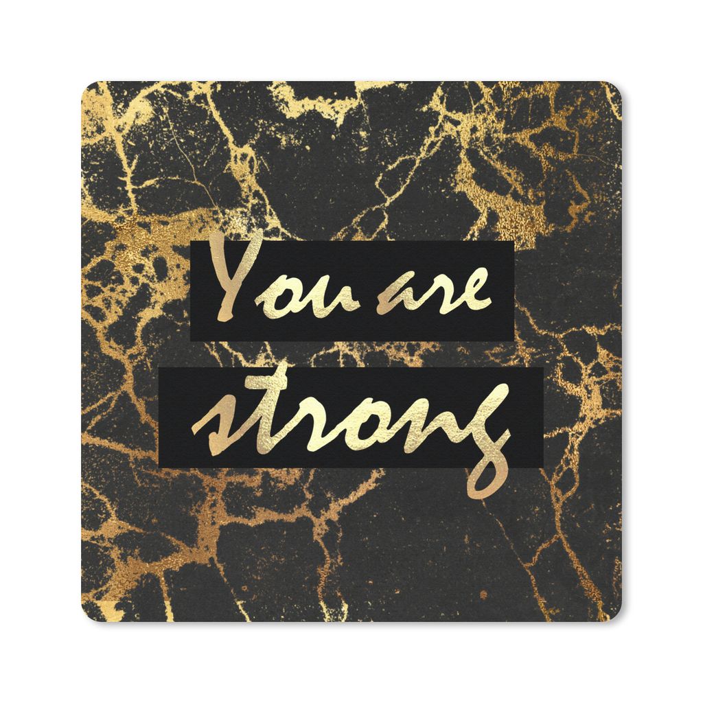 MuchoWow Mauspad Mousepad Zitat - Motivation - Gold - Marmor 20x20 cm - Mousepads - Maus Mat - Pad - Mausunterlage - Desk Mat - Bureauartikeln