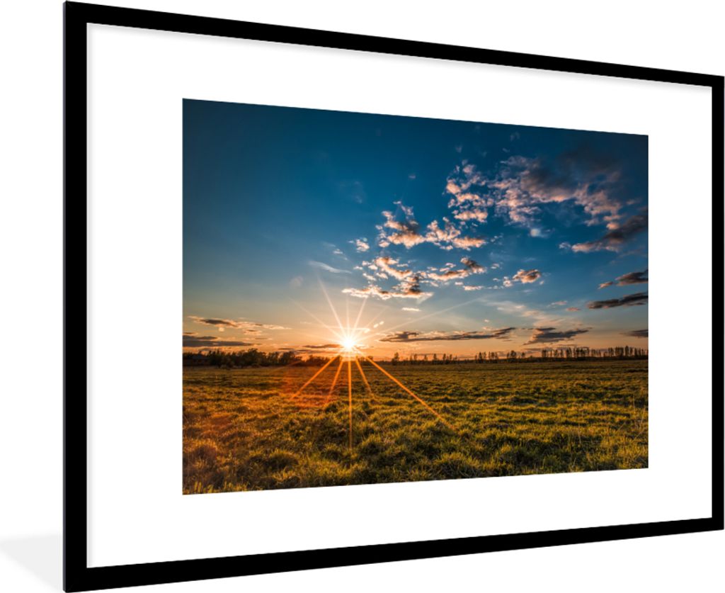 MuchoWow® Gerahmtes Poster Sonnenuntergang - Natur - Wolken Produktbild 