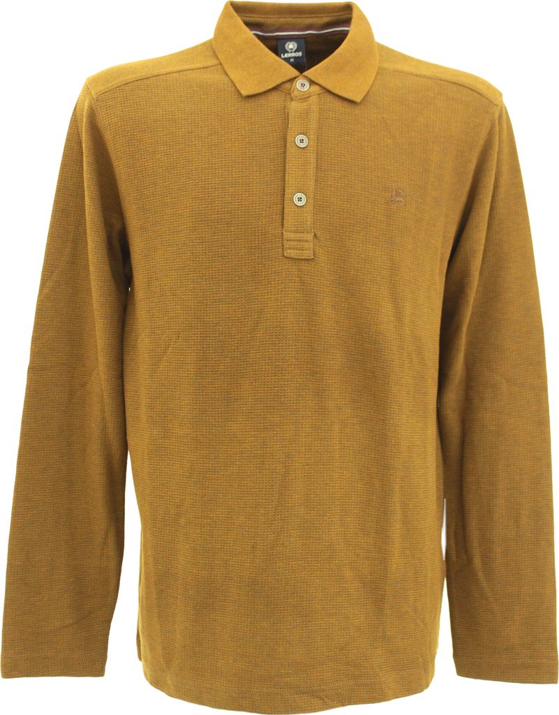 31084 Lerros, , Herren langarm Polohemd Poloshirt, Mittelstrick, brown, L