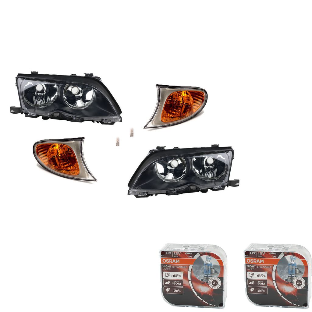 Johns, Scheinwerfer Osram Night Breaker Laser passend für BMW 3er schwarz E46 01-05 L R 63127165769 63126910955 6910955 7165769 63127165770 631269...