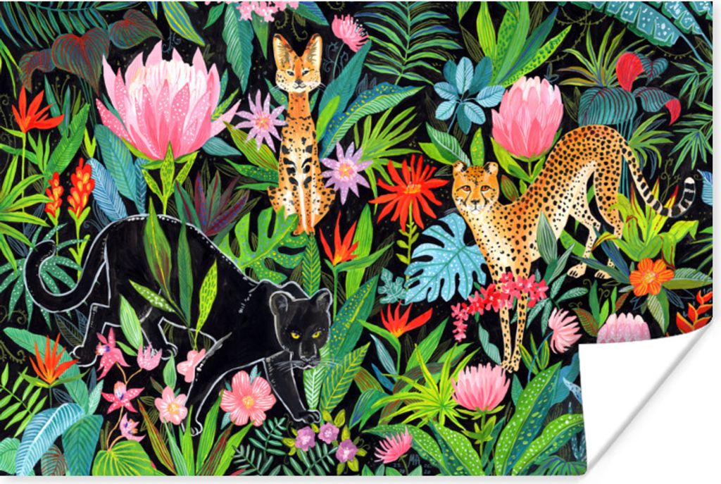 MuchoWow Poster Dschungel - Pflanzen - Tiere 30x20 cm - Plakate - Print