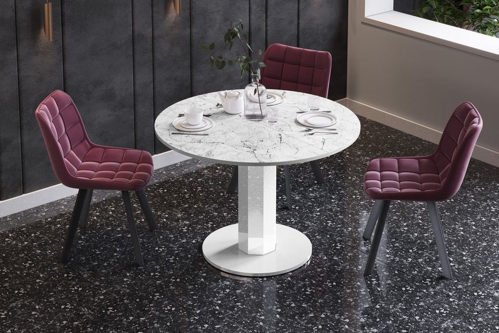 Design Esstisch Tisch HES-111 rund oval Hochglanz ausziehbar 100-148cm