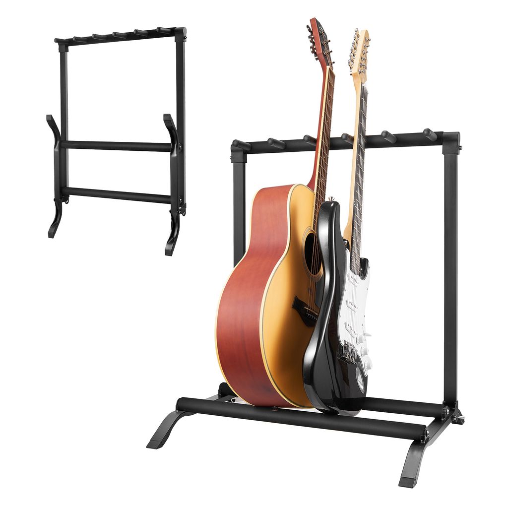 VEVOR Gitarrenständer mit 5 Fächern, für bis zu 5 Gitarren, bodenstehendes Display für mehrere Gitarren, faltbares Gestell mit rutschfester Basis, Sicherheitsstift und Schutz aus hochdichtem Schaumstoff, für Gitarre, Akustik- und E-Bass