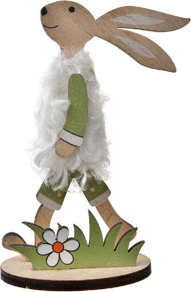 Clayre & Eef Dekorationsfigur Kaninchen 11 cm Braun Grün Holz