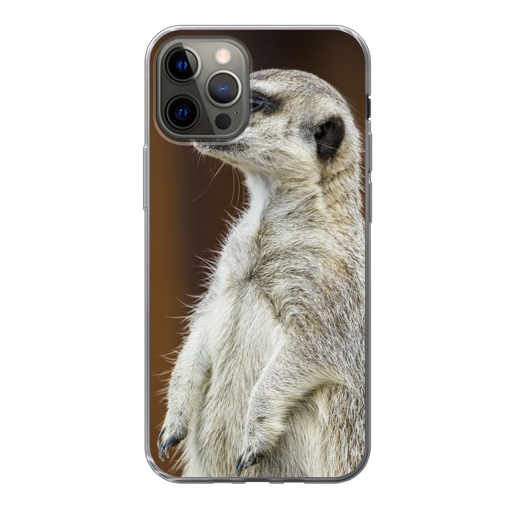 MuchoWow Handyhülle Schutzhülle Hülle für iPhone 12 Pro Erdmännchen - Tier - Spiel Silikon Softcase Handy Hülle - Abdeckung