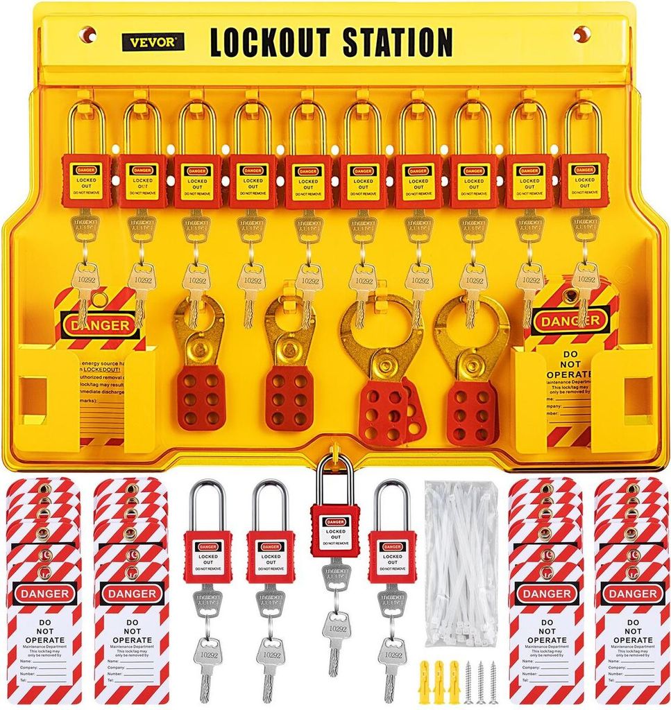 58-teiliges Lockout-Tagout-Set, Loto-Set für elektrische Sicherheit, enthält Vorhängeschlösser, Lockout-Station, Vorhängeschlossbügel, Etiket...