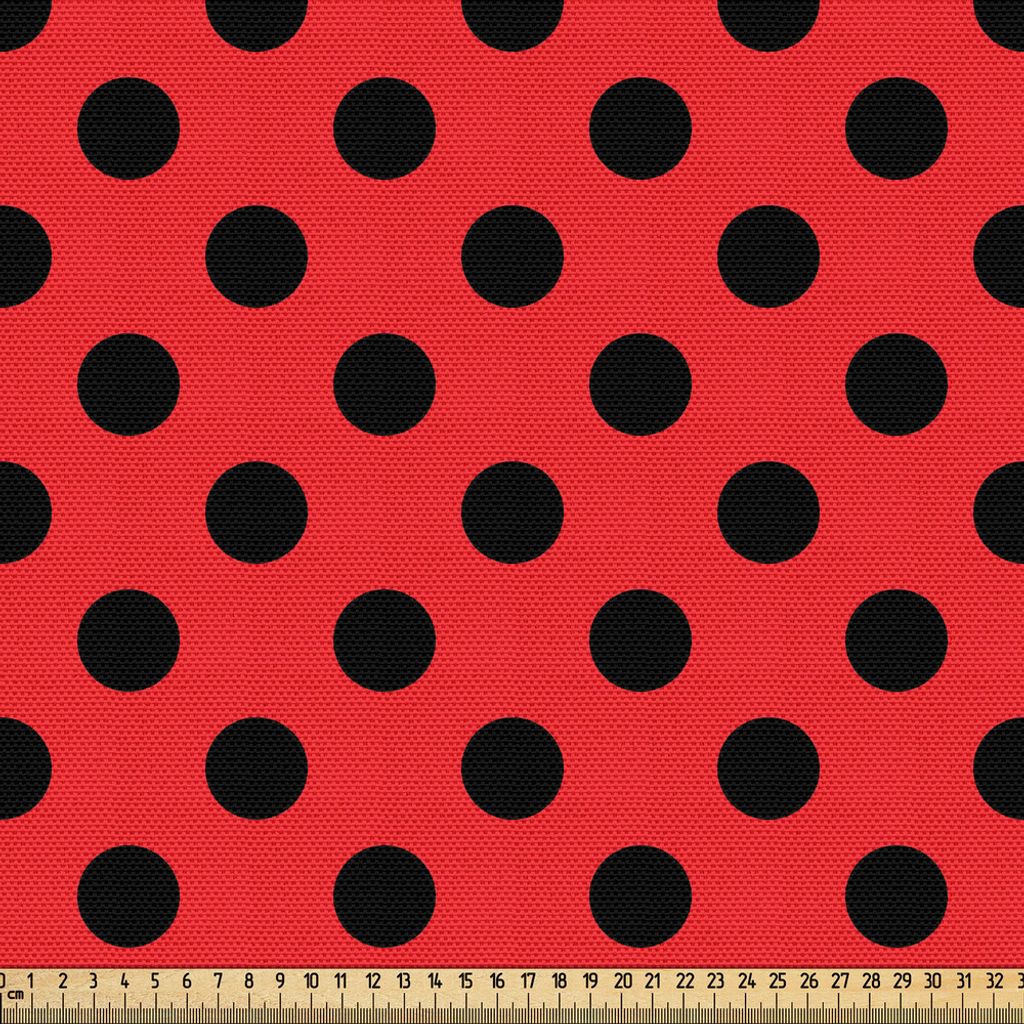 ABAKUHAUS Rot und Schwarz Gewebe als Meterware, Retro Vintage Pop-Art-Thema alte 60er Jahre 50er Rocker inspiriert mutige Polka Dots Bild, 10 M (14...