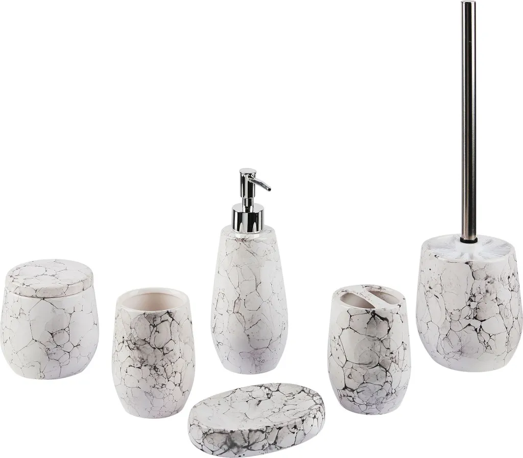Beliani Ensemble Accessoires Salle de Bains en Dolomite Blanche - 3 Pièces