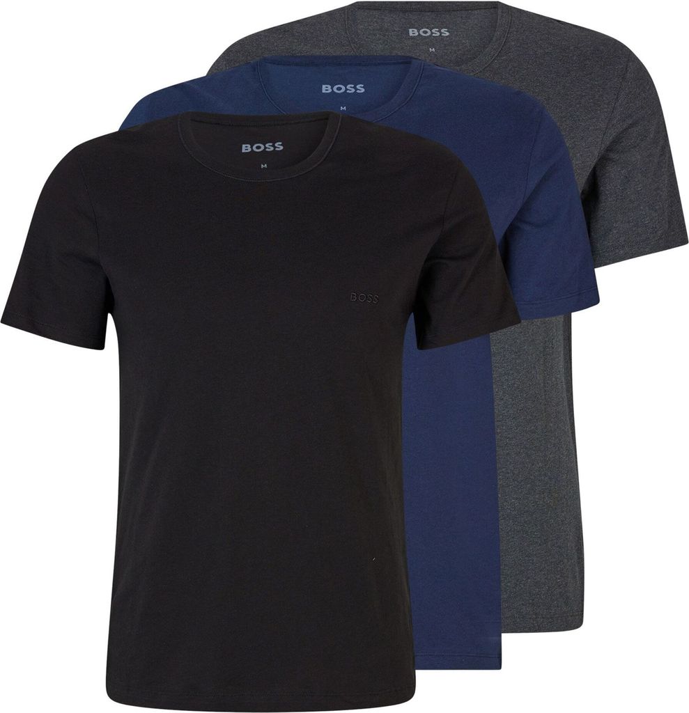 BOSS Herren T Shirt Rundhals Classic kurzarm reine Baumwolle Multipack Mehrfarbig Farbe 497 Größe S/ 48/ 4