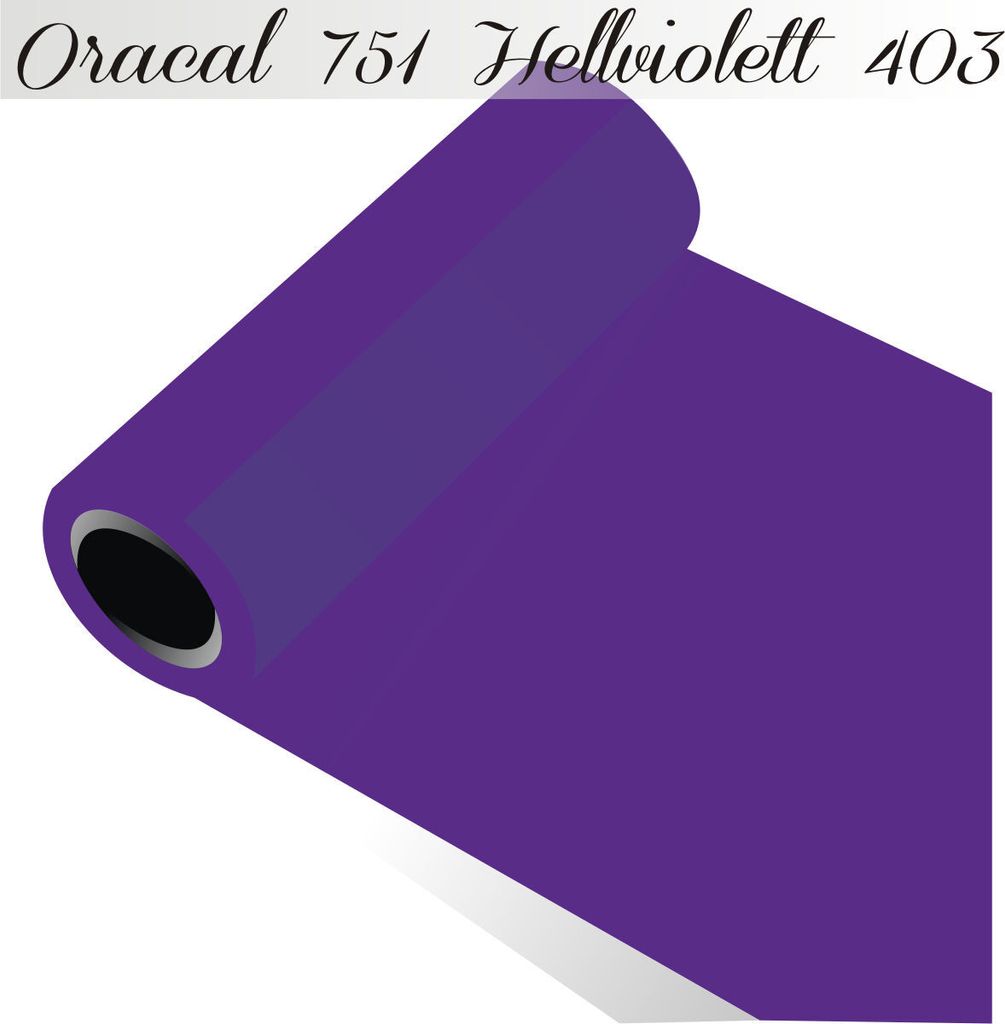 Oracal 751 - Orafol Folie 5m (Laufmeter) freie Farbwahl 118 glänzende Farben - glanz in 4 Größen, 63 cm Folienhöhe hellviolett - 403