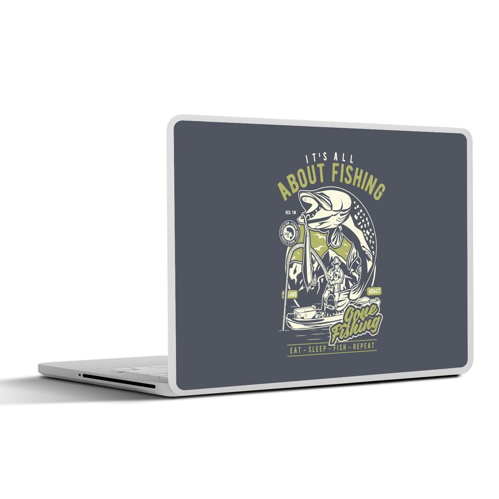 MuchoWow Laptop Aufkleber Sticker Cover Fisch - Boot - Jahrgang 31x22.5 cm - Laptop-Deko