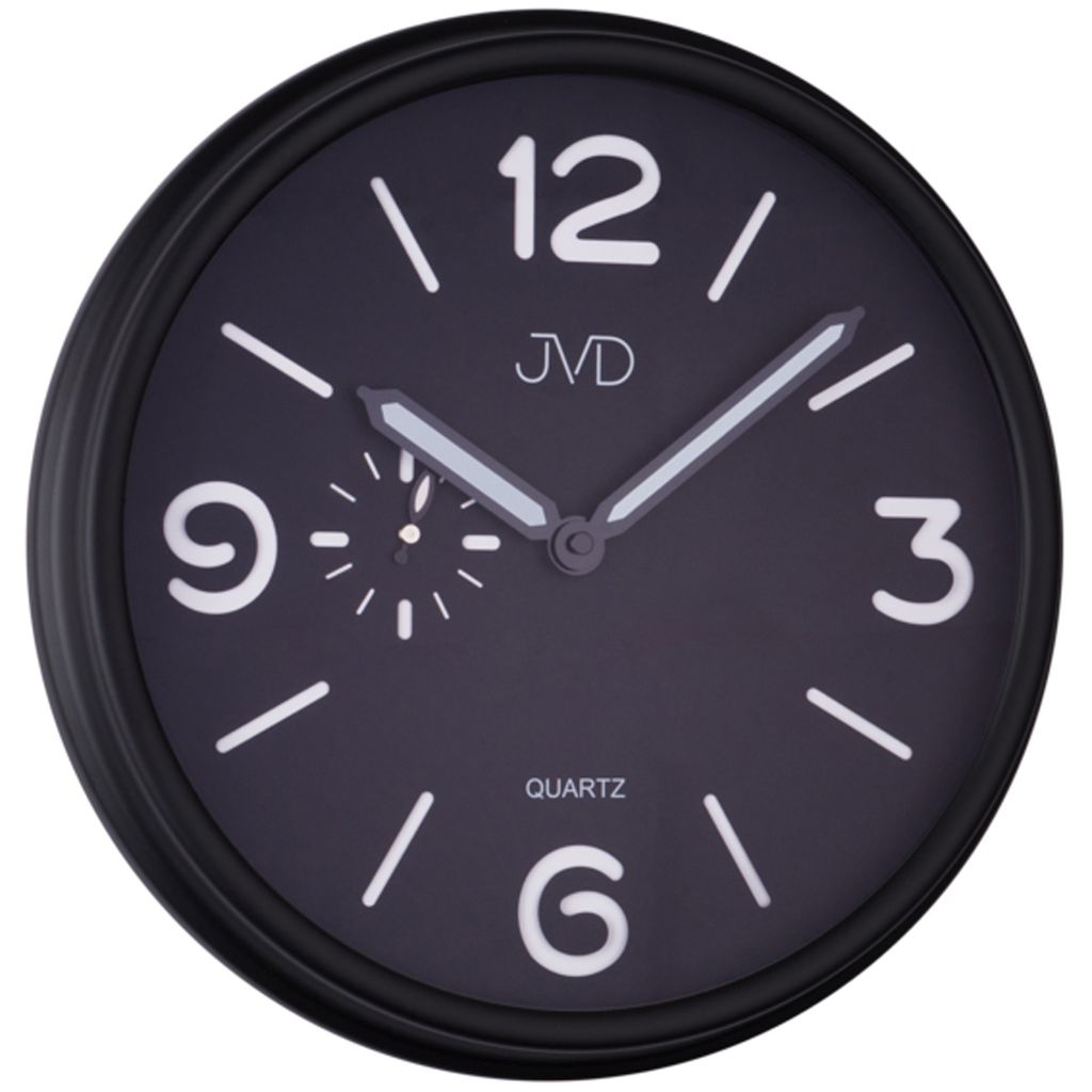 JVD HA11.1 Wanduhr Quarz analog schwarz matt rund funktionslose kleine Sekunde