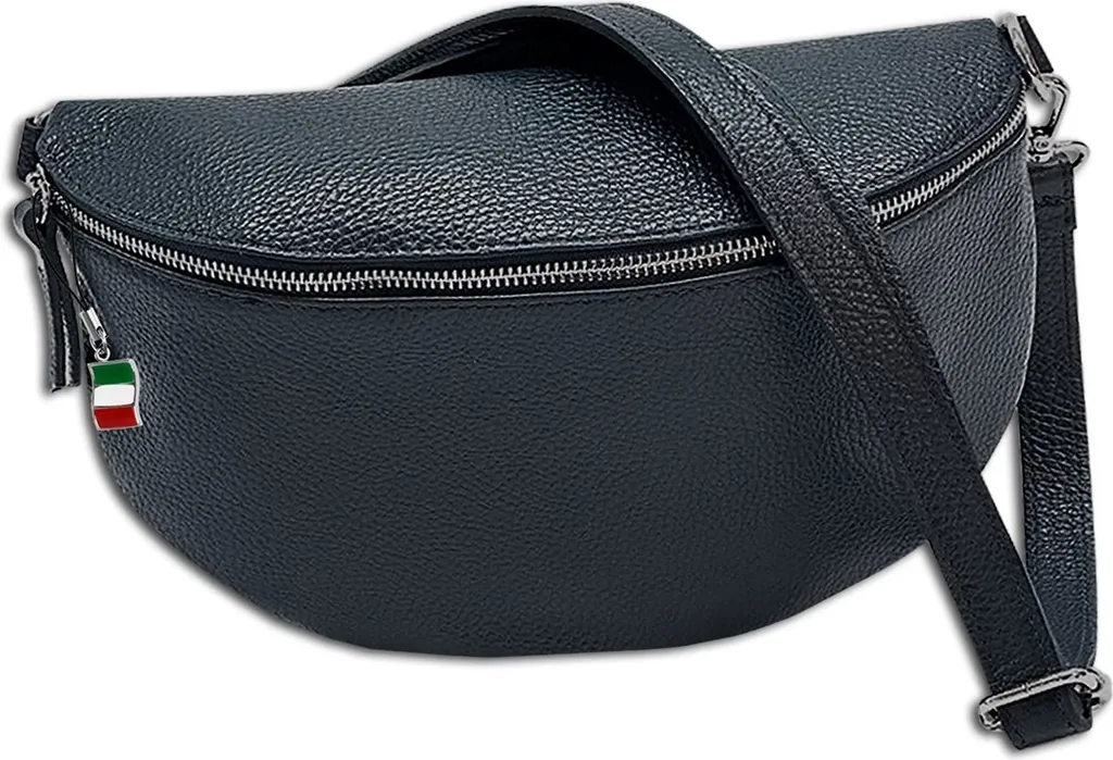 Florence Sac en cuir bleu foncé OTF825B - Sac banane élégant en cuir