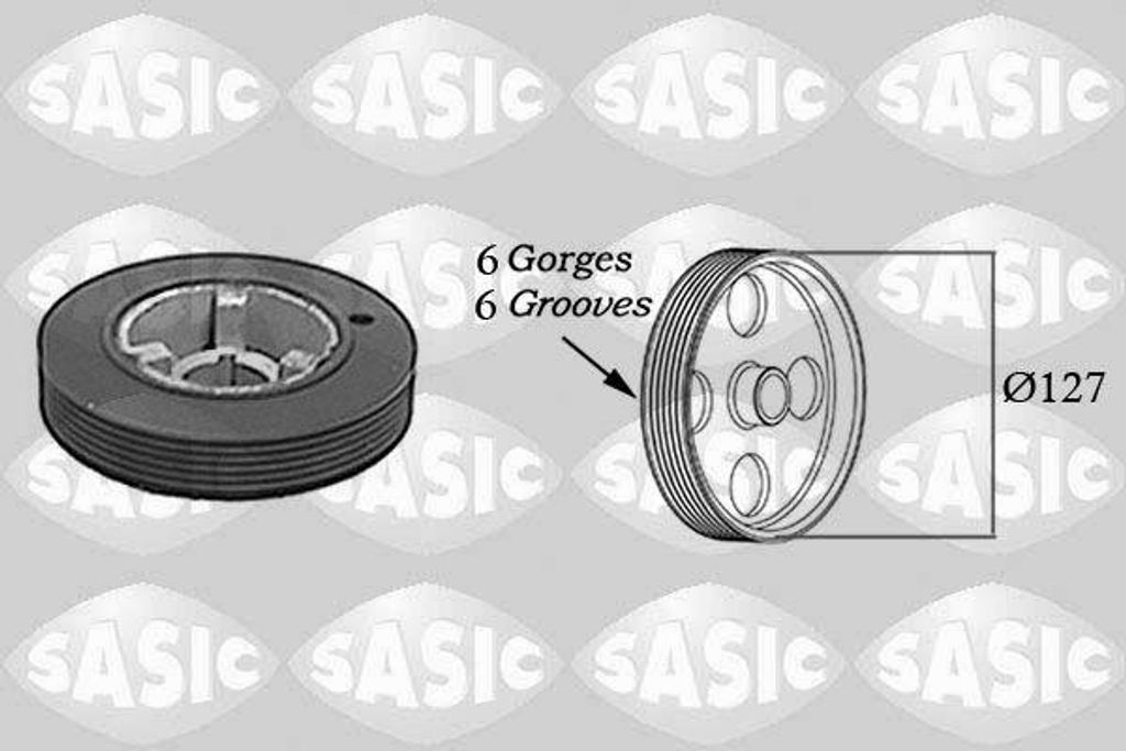 SASIC 5150H60 Riemenscheibe, Kurbelwelle OE 0515H6 kompatibel mit Expert, 806, 406, 306, ZX, Xsara, Xantia, Evasion