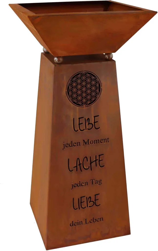 Décoration de Jardin Fleur de Vie avec Slogan et Bac à Fleurs 72 cm