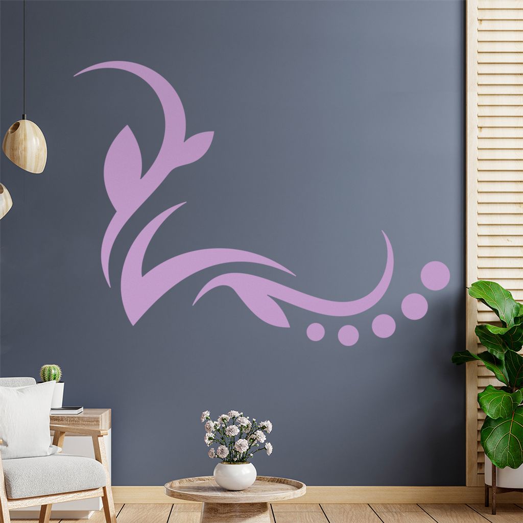 Blätter - Linien Punkte Wandtattoo in 6 Größen - Wandaufkleber Wall Sticker - Dekoration, Küche, Wohnzimmer, Schlafzimmer, Badezimmer