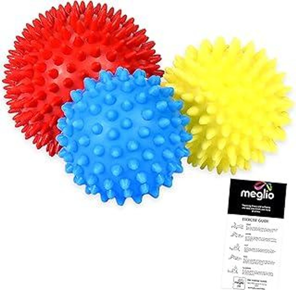 meglio Igelball Massageball 3er Set – Noppenball perfekt für den Stress Reflexologie und Triggerpunkt-Massagen – mit er Übungsanleitung