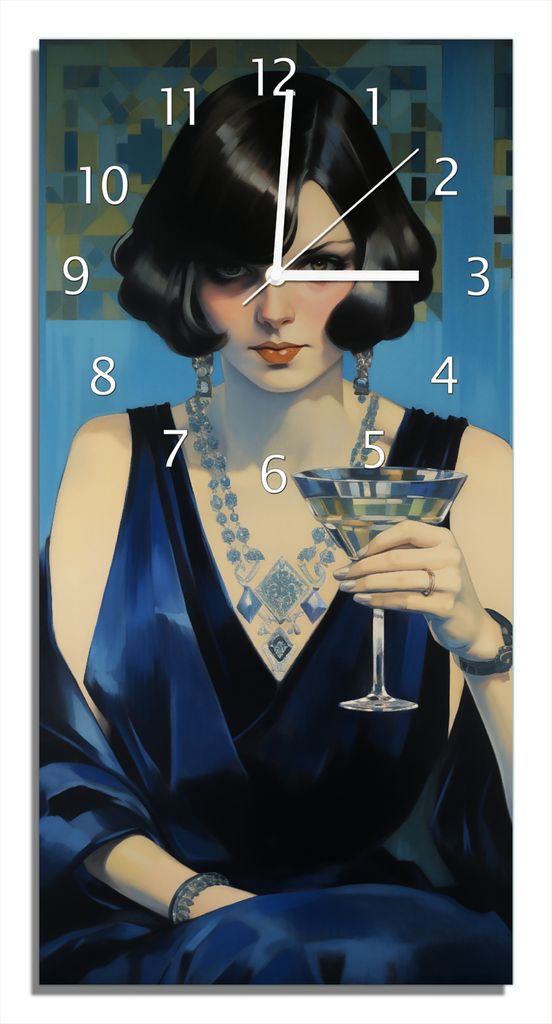 Wallario Design Wanduhr Epoche der Eleganz aus Echtglas, Größe 30 x 60 cm