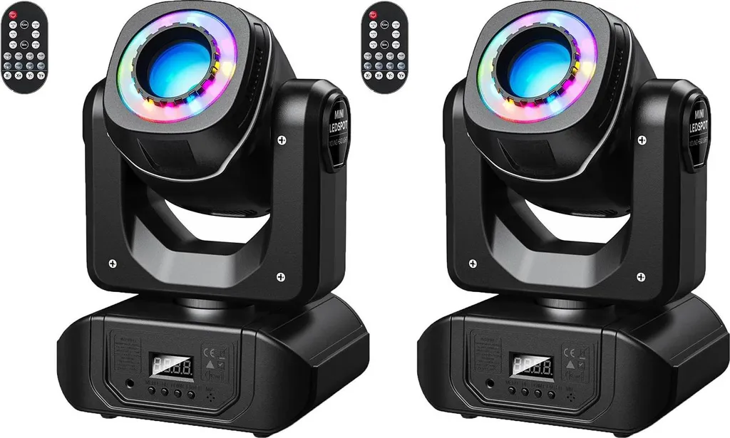 Projecteur Lyre DMX RGBW 4-en-1 avec Capteur Sonore et 12 Canaux - 2 Pcs