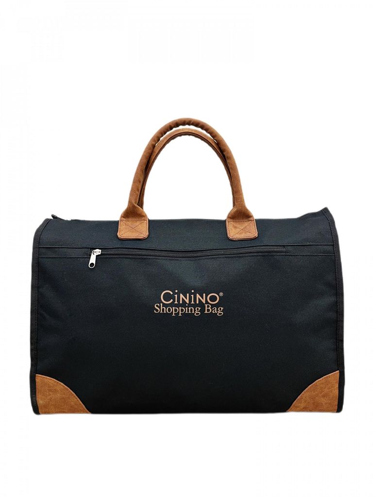 Cinino Shopping Bag Einkaufstasche aus robustem Nylon Schwarz