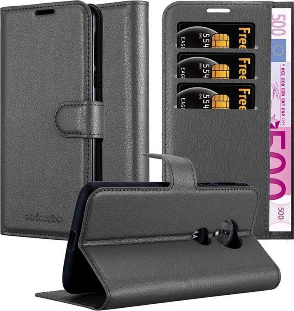 Cadorabo Hülle für Motorola MOTO E5 / G6 PLAY Schutz Hülle in Schwarz Handyhülle Etui Case Cover Magnetverschluss
