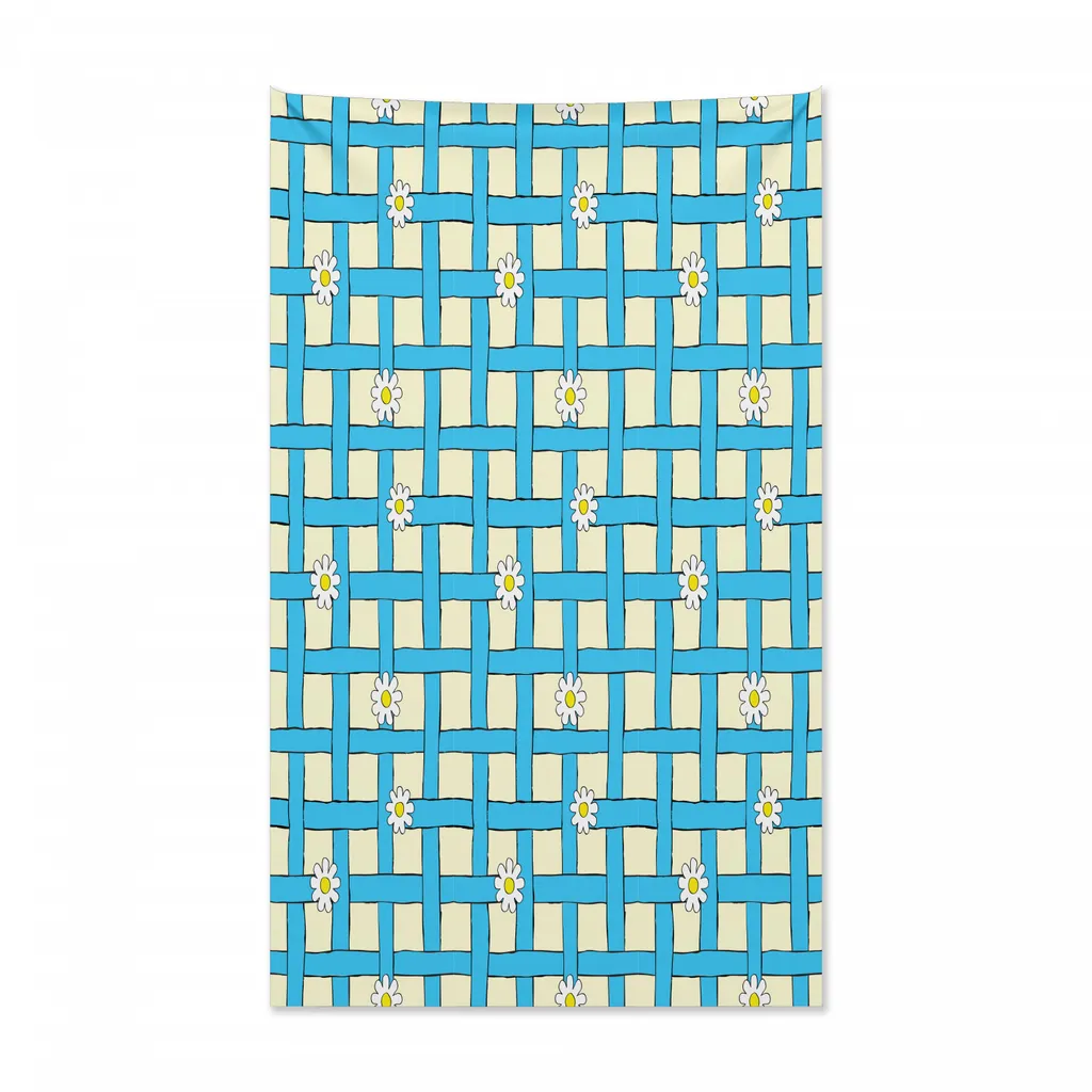 Decorazione Muro Abakuhaus Margherite Blu e Giallo Chiaro 230cm