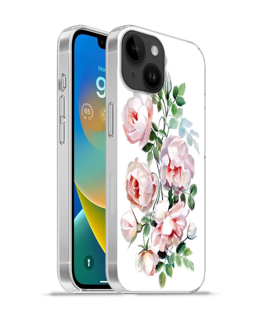 MuchoWow Handyhülle Schutzhülle Hülle für Apple iPhone 14 - Softcase Aquarell - Rosen - Blumen Silikon Softcase Handy Hülle - Mobiltelefonh...