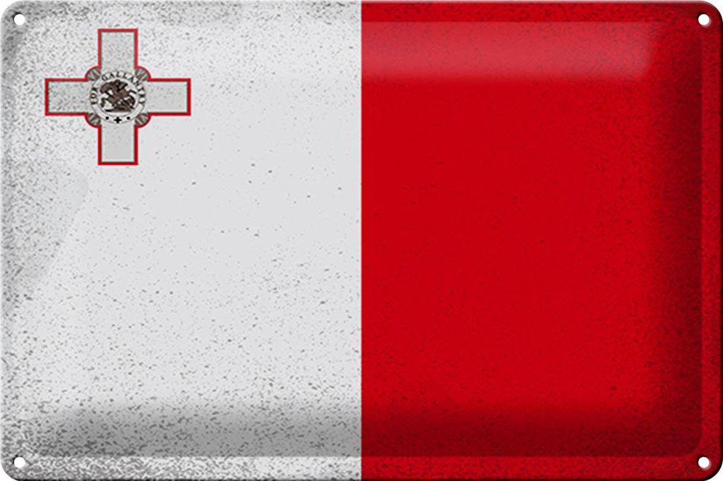 Blechschild Flagge Malta 30x20cm Flag of Malta Vintage