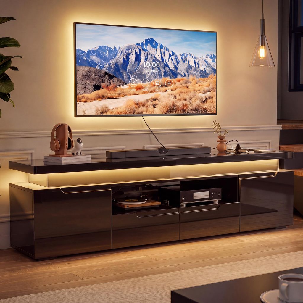 UnboxG TV skrinka, 180 cm, čierna vysoký lesk, pre Obrázok produktu  Obrázok generovaný UI