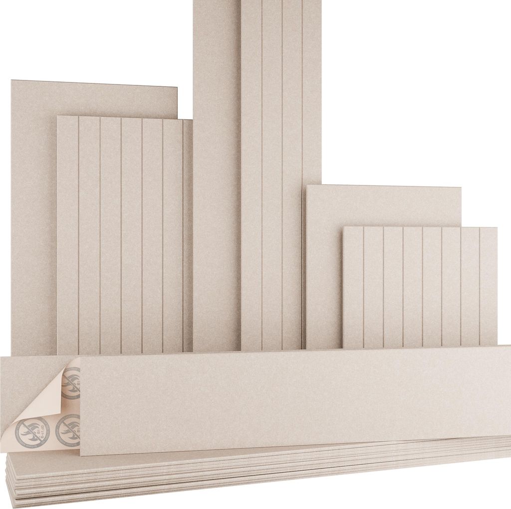 AKUSTIKO Akustikpaneele Selbstklebend 240x30cm - 8 Stück Taupe Akustik Wandpaneele Brandschutzklasse B-s1-d0 Panels Filz 9mm Hexim Decken- & Wandv...